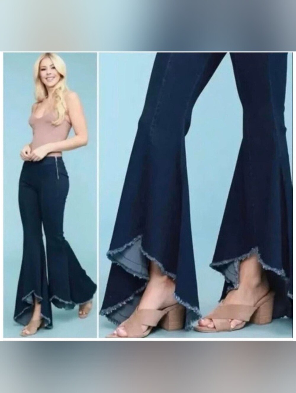 NWT Judy Blue Jeans Womens 9/29 Super Flare Fit High Rise Raw Hem Hippie Boho